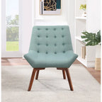Button-Tufted Accent Chair with Wood Legs