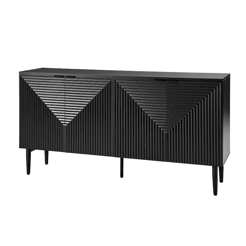 Modern 63Wide 4-Door Sideboard with Wine Rack and Metal Leg