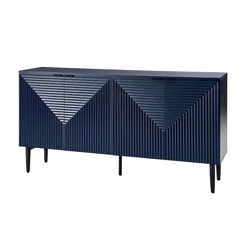 Modern 63Wide 4-Door Sideboard with Wine Rack and Metal Leg