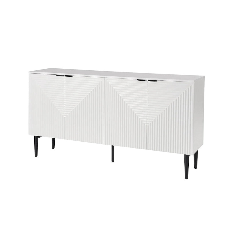 Modern 63Wide 4-Door Sideboard with Wine Rack and Metal Leg
