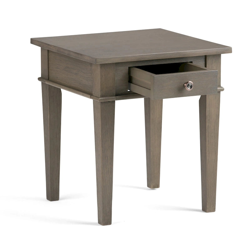 SOLID WOOD 18 inch Wide Square Transitional End Side Table - 18 W x 18 D x 20 H