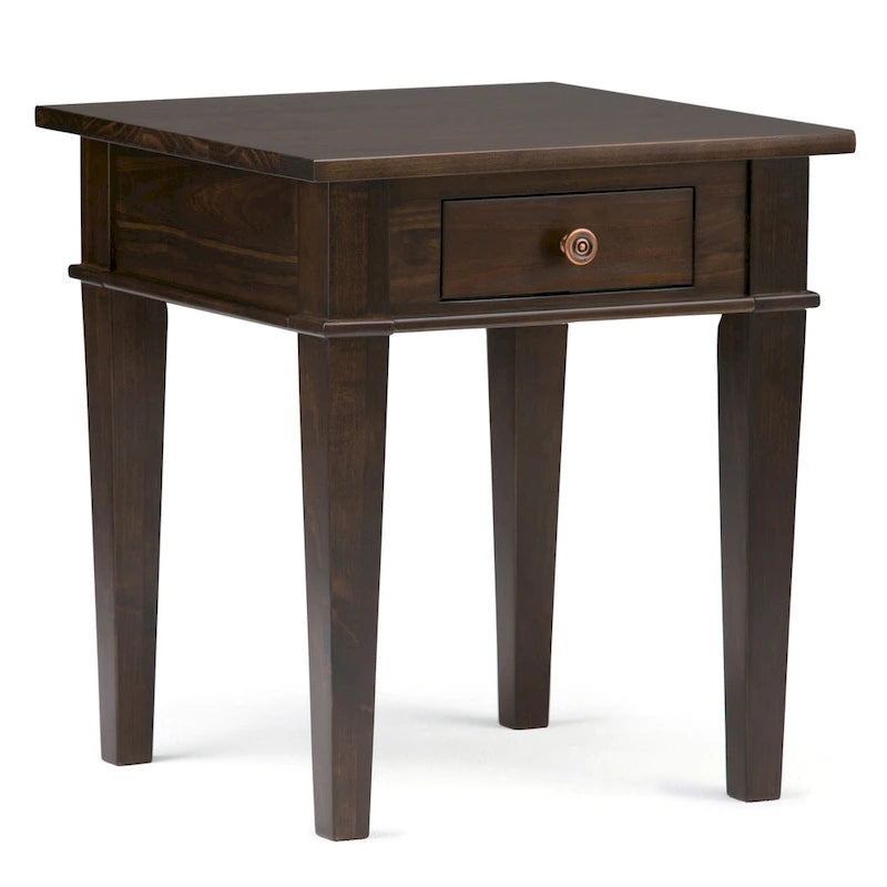 SOLID WOOD 18 inch Wide Square Transitional End Side Table - 18 W x 18 D x 20 H