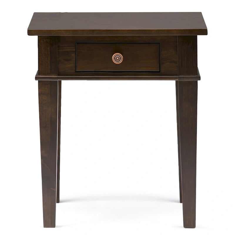 SOLID WOOD 18 inch Wide Square Transitional End Side Table - 18 W x 18 D x 20 H