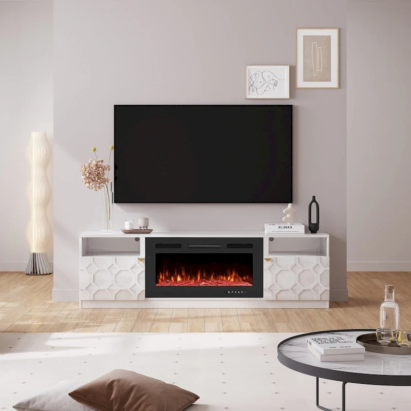 70-Inch TV Stand with 36-Inch Electric Fireplace