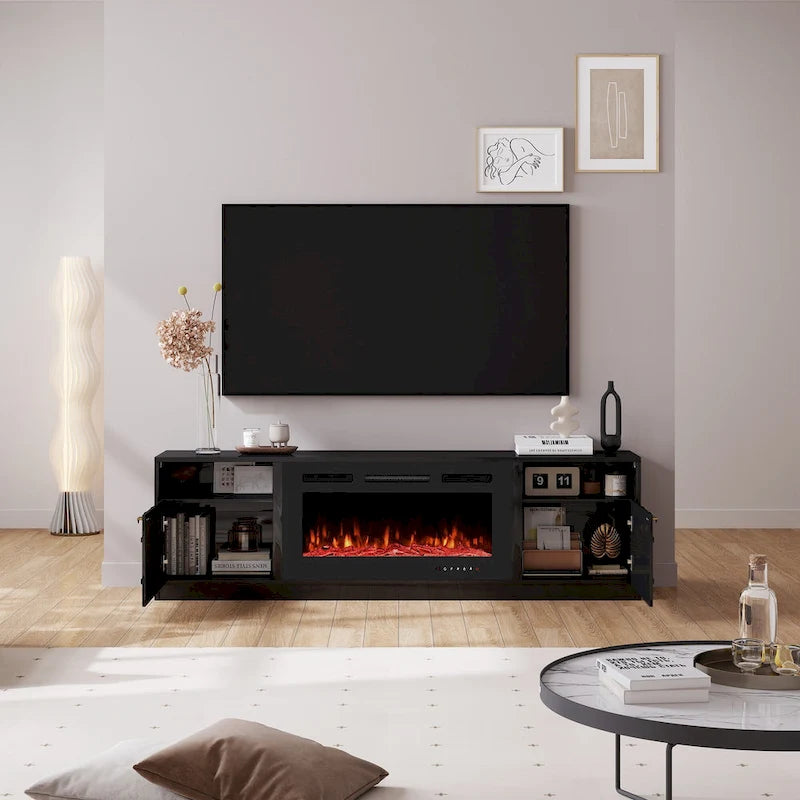 TV-Schrank, 70 Zoll, mit elektrischem Kamin, 36 Zoll