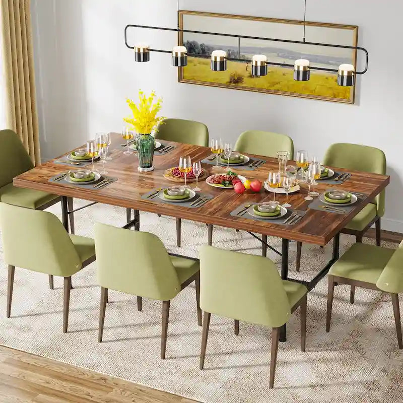 Rustic Rectangle 70.9-Inch Dining Table with Tube Metal Frame