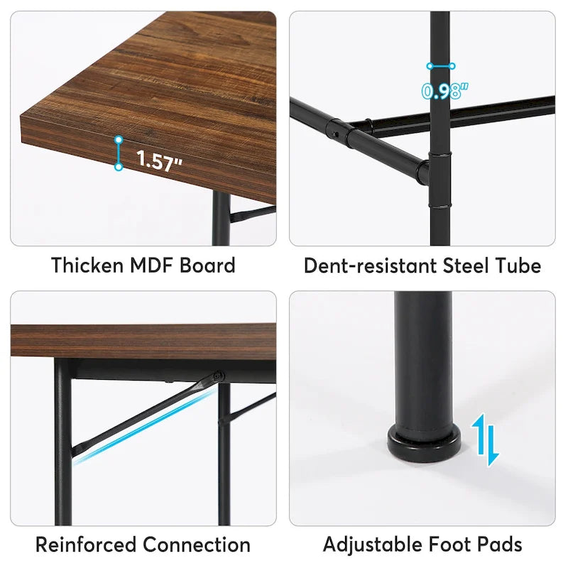Rustic Rectangle 70.9-Inch Dining Table with Tube Metal Frame