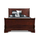 Holz-Schlittenbett mit Bordeaux-Finish