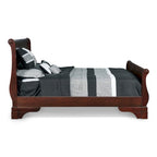 Holz-Schlittenbett mit Bordeaux-Finish