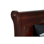 Holz-Schlittenbett mit Bordeaux-Finish