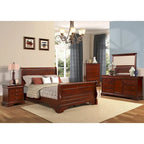 Holz-Schlittenbett mit Bordeaux-Finish