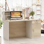 Reception Desk with Wood Front Counter and Lockable Storage