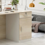 Reception Desk with Wood Front Counter and Lockable Storage