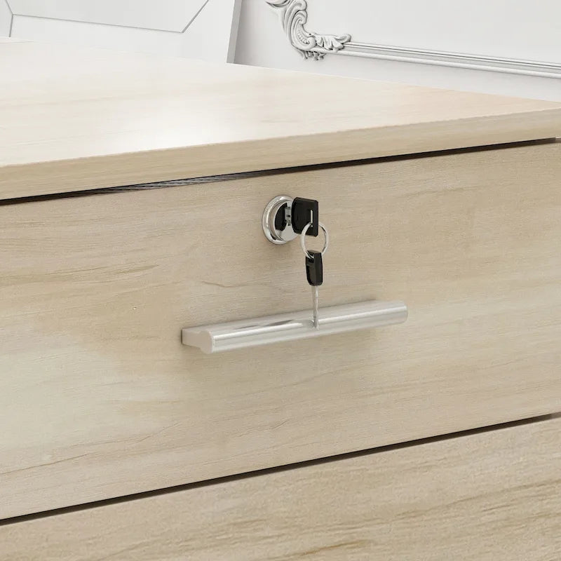 Reception Desk with Wood Front Counter and Lockable Storage