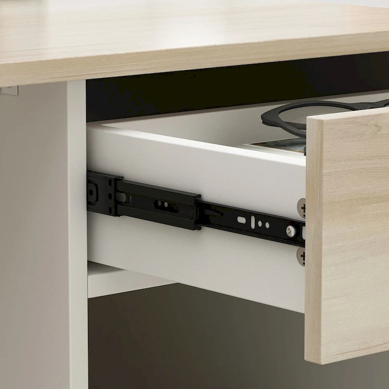 Reception Desk with Wood Front Counter and Lockable Storage