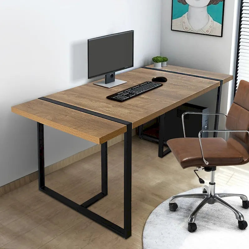 Rectangular Office Writing Desk with Faux-Wood Top