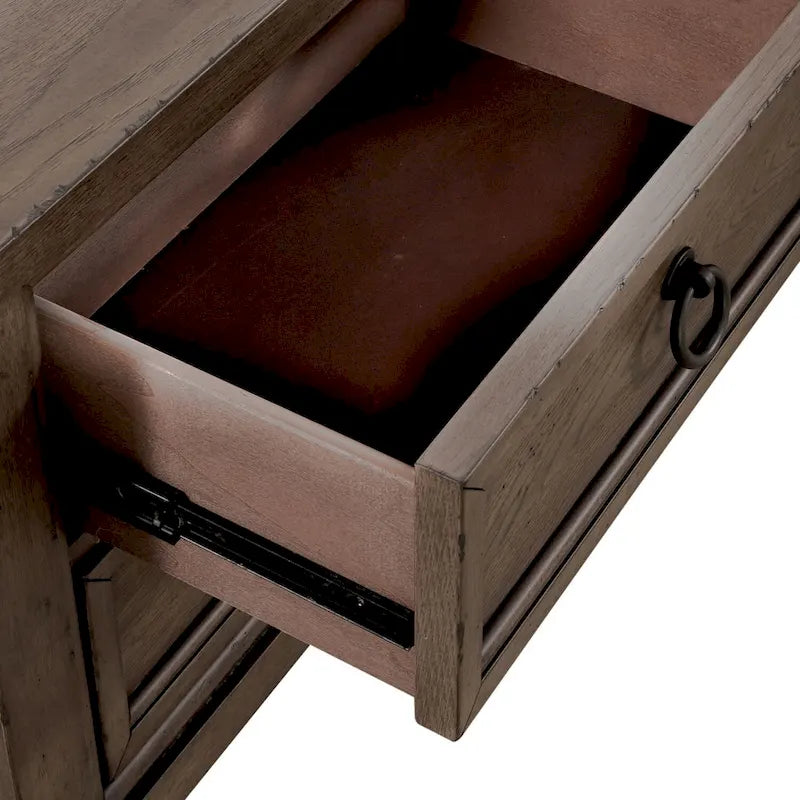 Americana Farmhouse Dusty Taupe 2 Drawer Nightstand with Charging Station