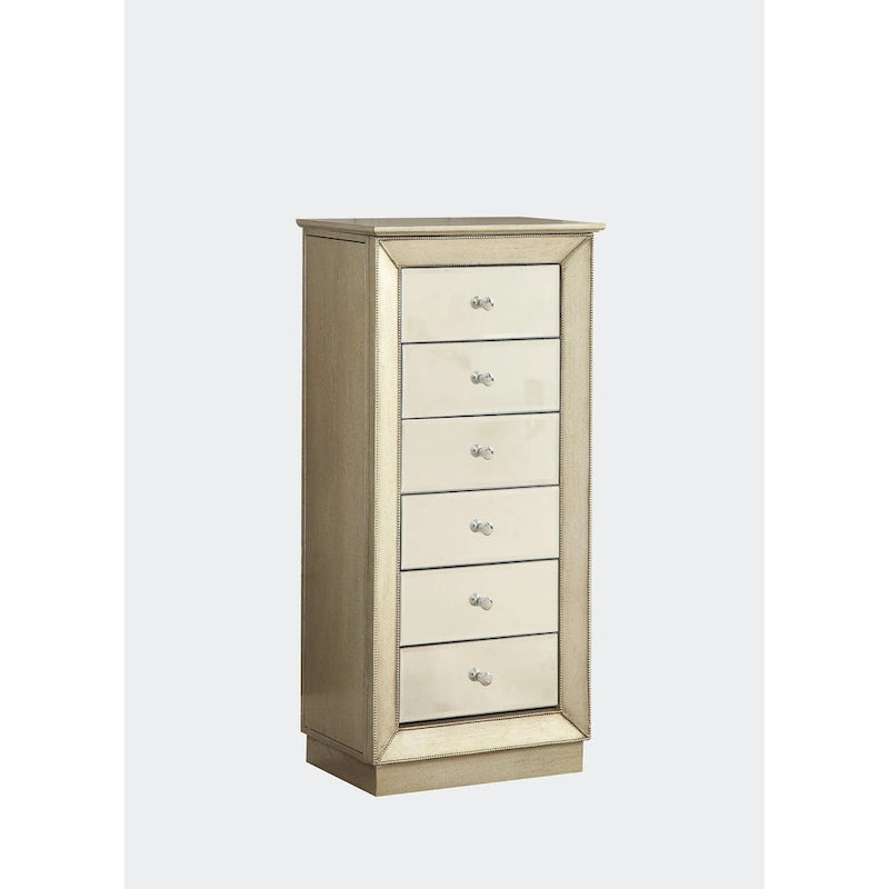 Jewelry Armoire with Mirror and Six Drawers