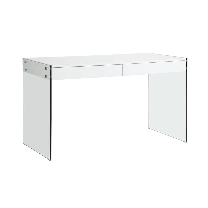 Contemporary Gloss White & Glass Desk