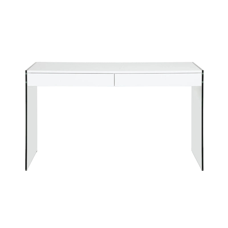 Contemporary Gloss White & Glass Desk