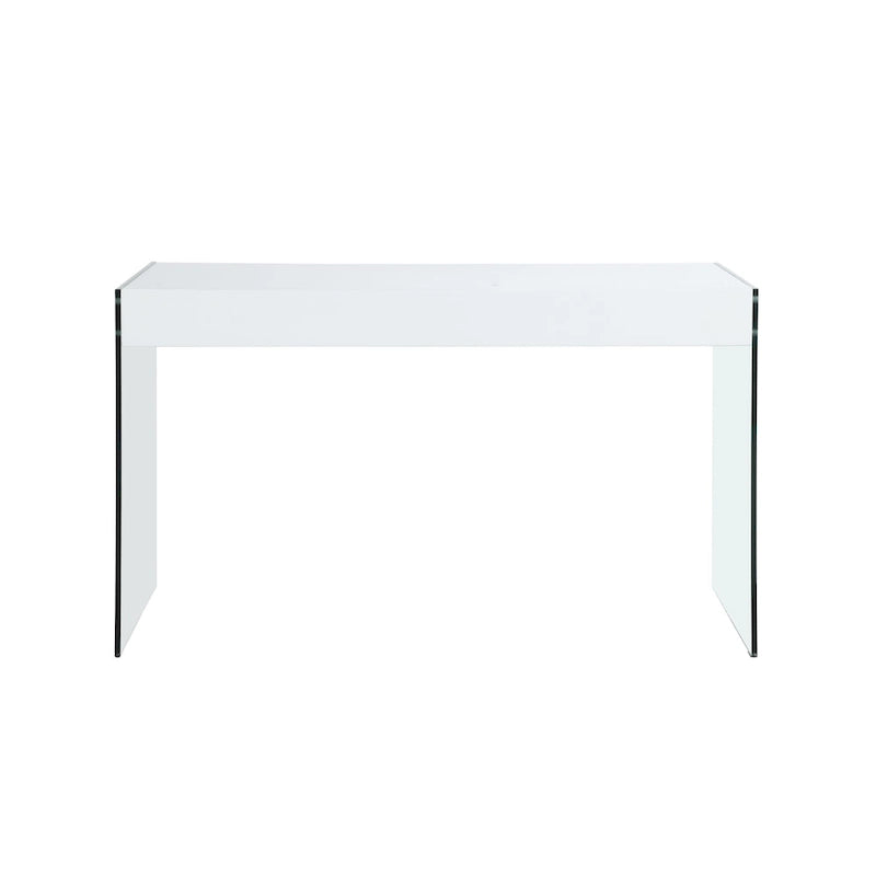 Contemporary Gloss White & Glass Desk