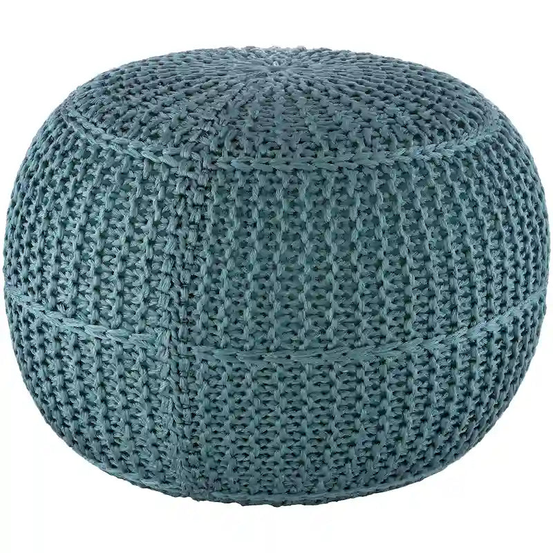 Knitted Round Pouf, 20-Inch
