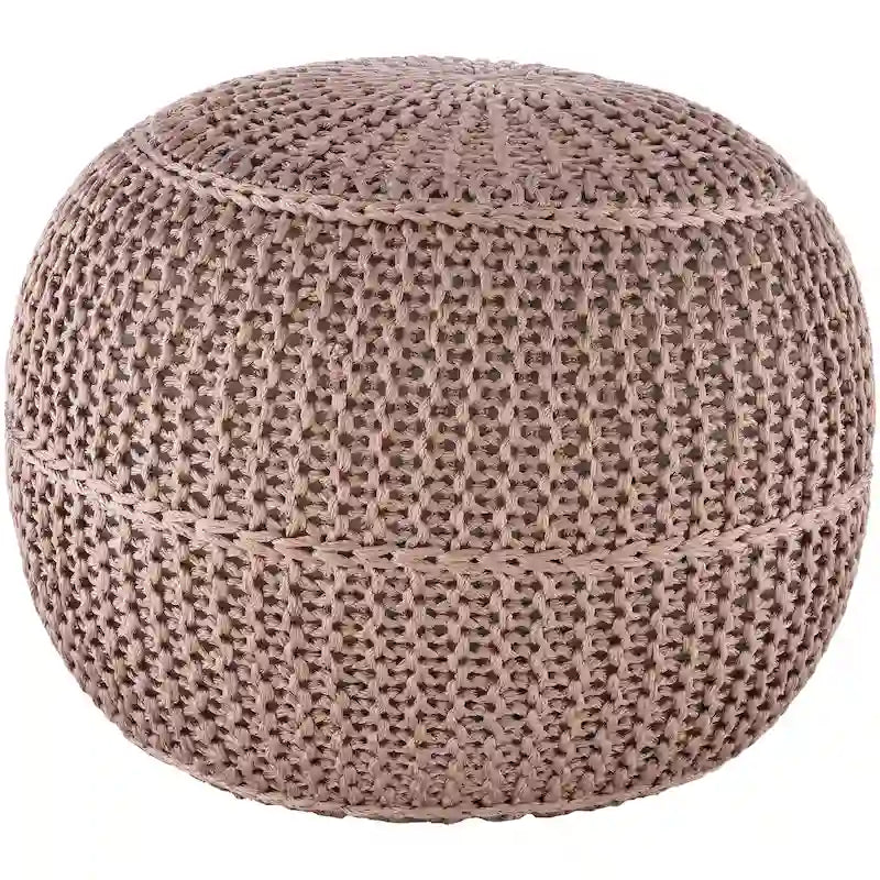 Knitted Round Pouf, 20-Inch