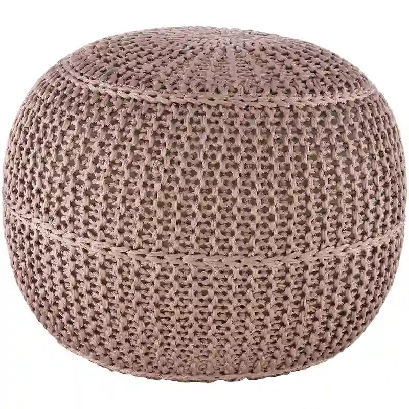 Knitted Round Pouf, 20-Inch