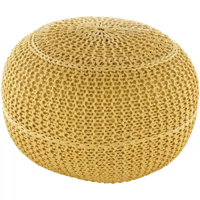 Knitted Round Pouf, 20-Inch