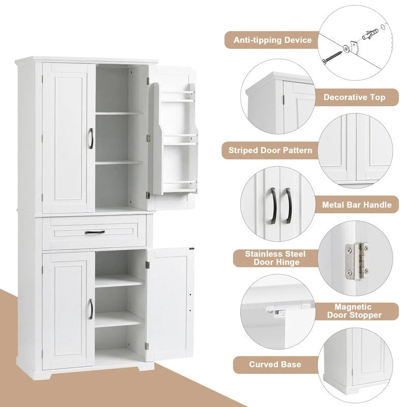 Freestanding Floor Cabinet with Doors, Drawer, and Adjustable Shelf