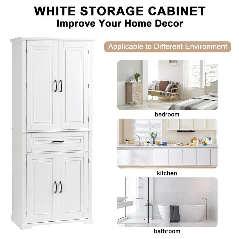 Freestanding Floor Cabinet with Doors, Drawer, and Adjustable Shelf