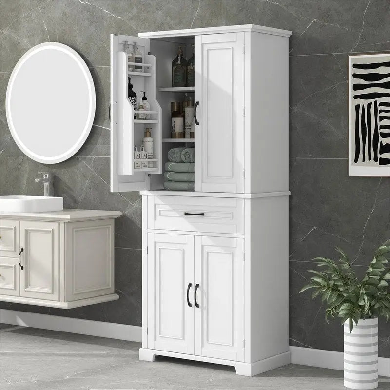 Freestanding Floor Cabinet with Doors, Drawer, and Adjustable Shelf