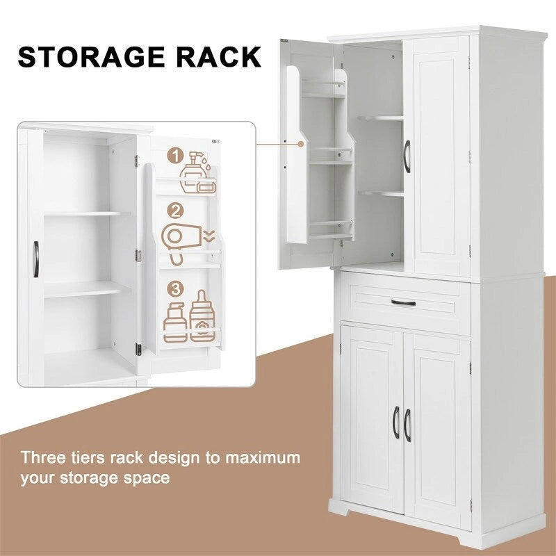 Freestanding Floor Cabinet with Doors, Drawer, and Adjustable Shelf