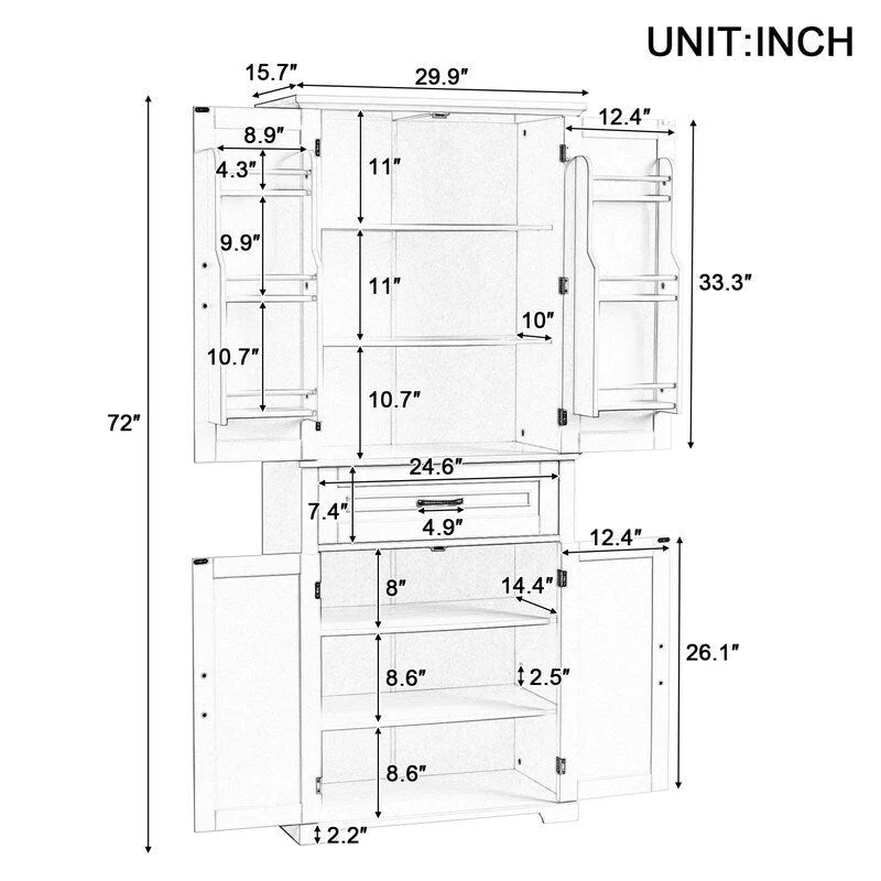 Freestanding Floor Cabinet with Doors, Drawer, and Adjustable Shelf