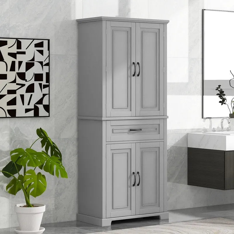 Freestanding Floor Cabinet with Doors, Drawer, and Adjustable Shelf