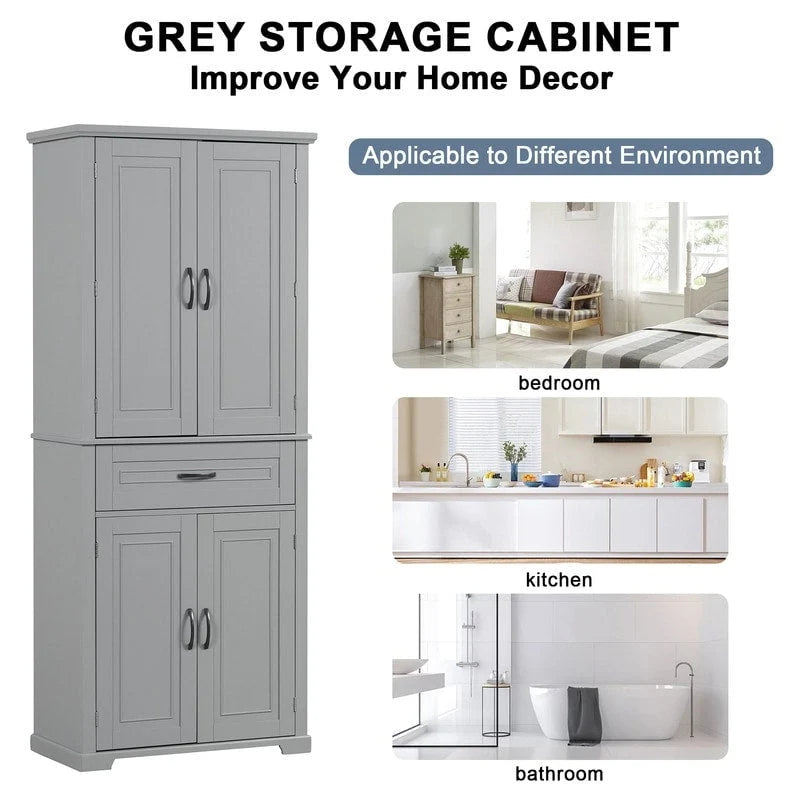 Freestanding Floor Cabinet with Doors, Drawer, and Adjustable Shelf