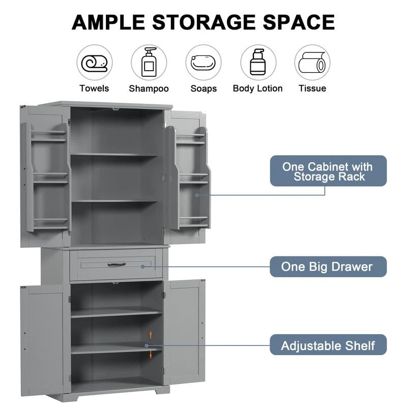 Freestanding Floor Cabinet with Doors, Drawer, and Adjustable Shelf