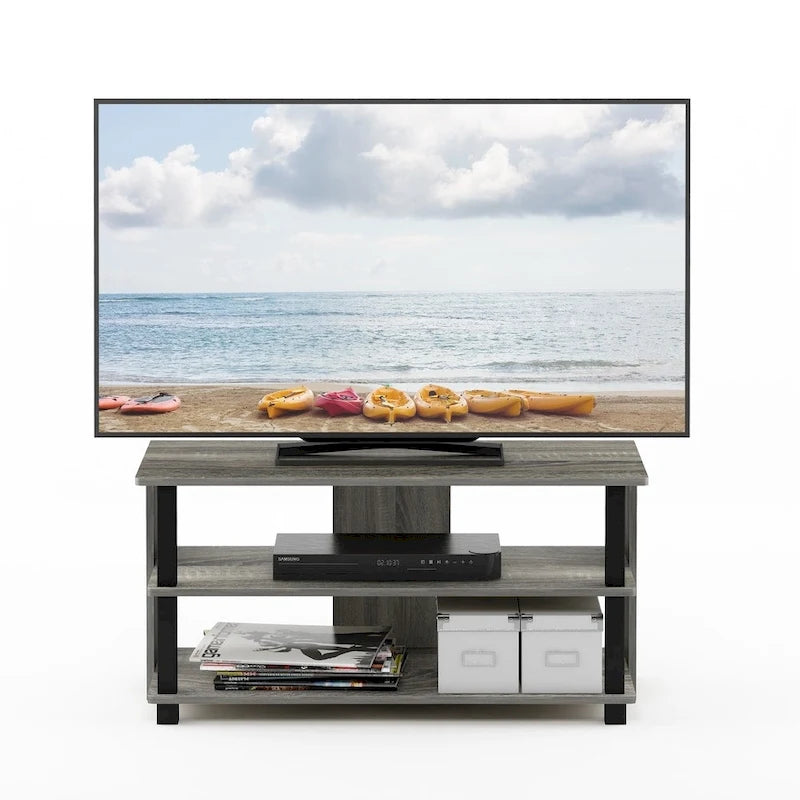 3-Tier Wood TV Stand with Open Shelves