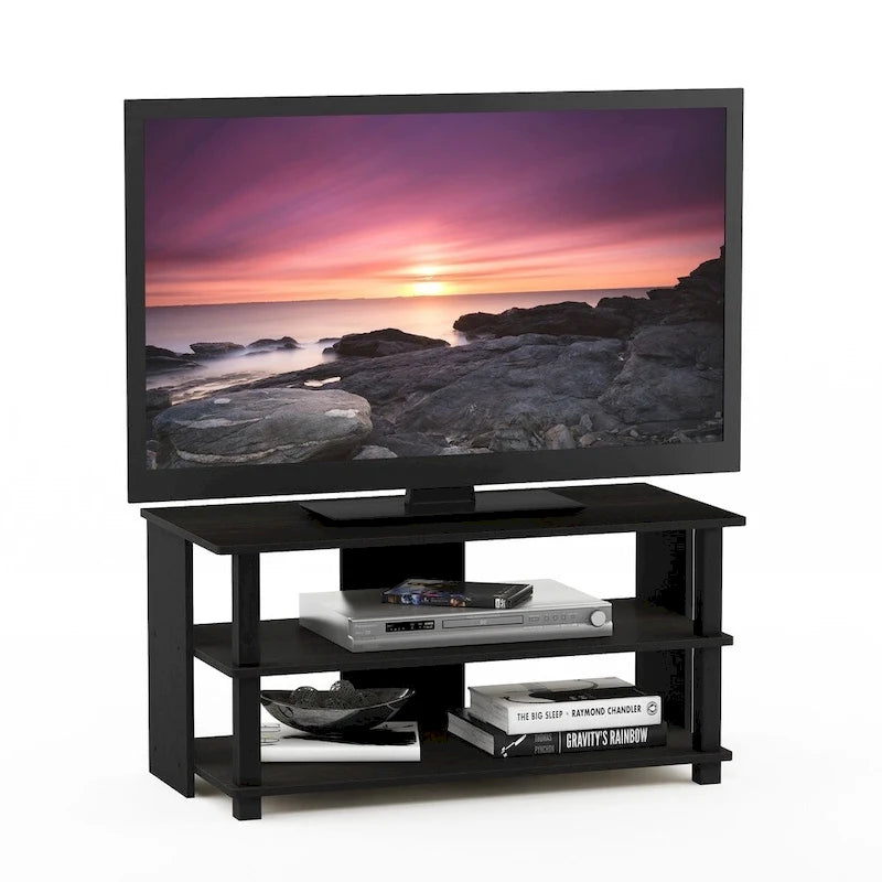 Houten tv-meubel met 3 niveaus en open planken