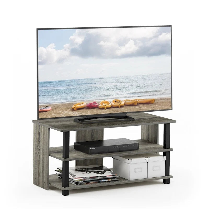Houten tv-meubel met 3 niveaus en open planken