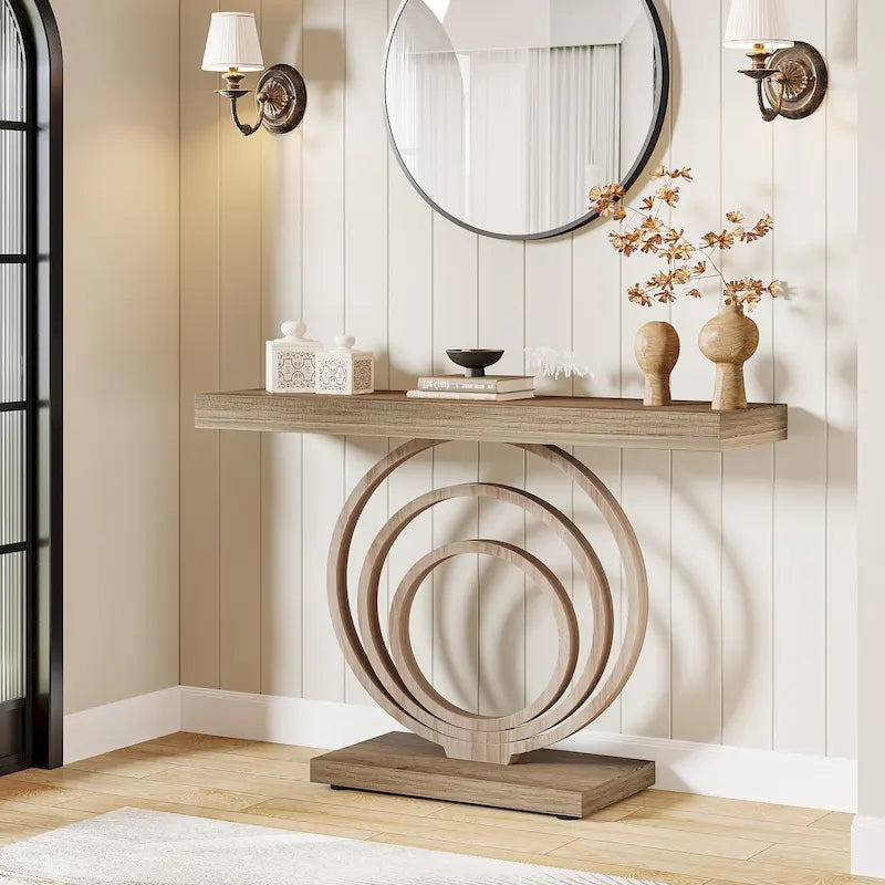 41 Inch Console Table with Ring Base for Entryway and Living Room
