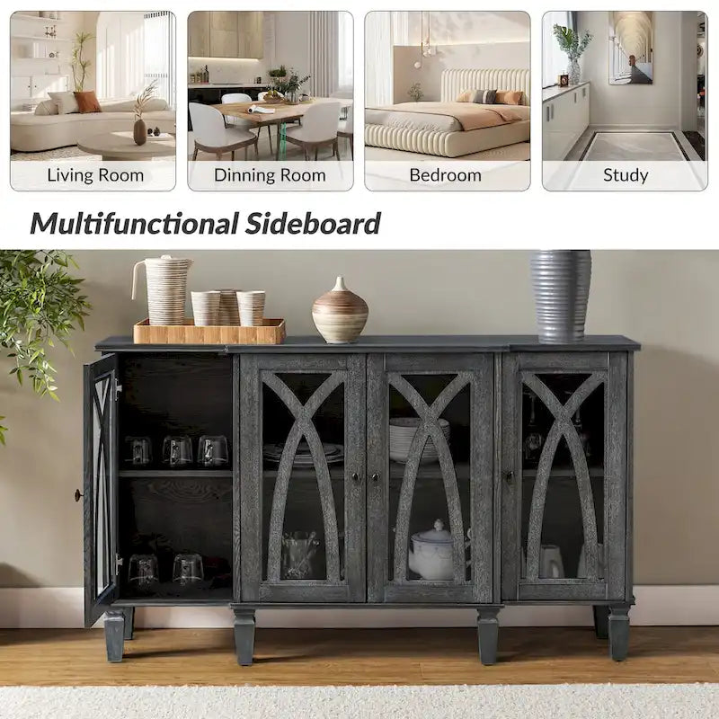 60-Inch Sideboard with Four Glass Doors