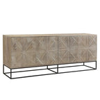 84-Zoll-Sideboard aus Mangoholz mit 4 Türen und Metalluntergestell
