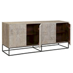 84-Zoll-Sideboard aus Mangoholz mit 4 Türen und Metalluntergestell