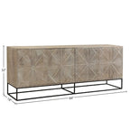 84-Zoll-Sideboard aus Mangoholz mit 4 Türen und Metalluntergestell