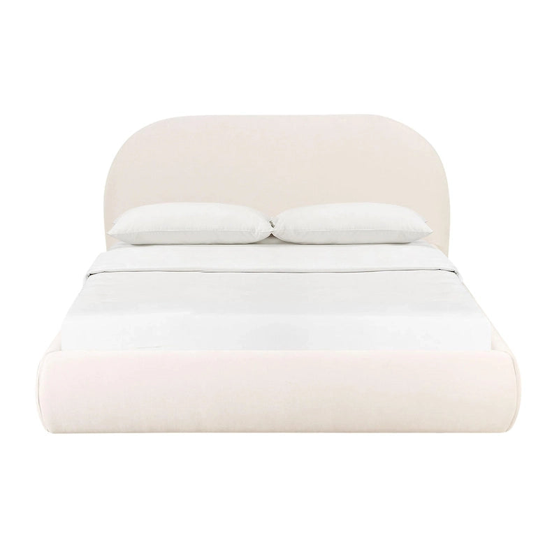 Cream Textured Velvet King Bed