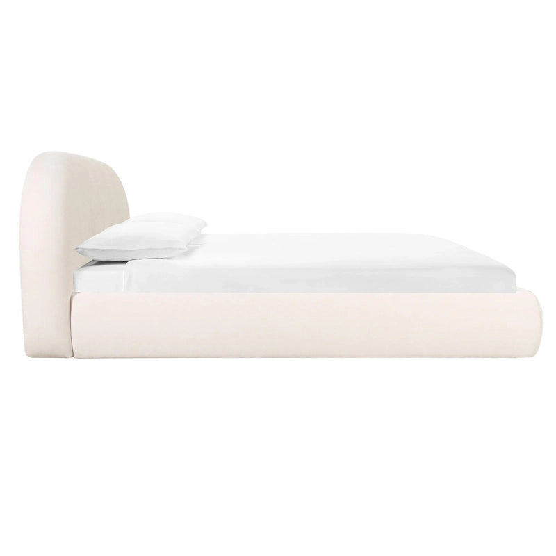 Cream Textured Velvet King Bed