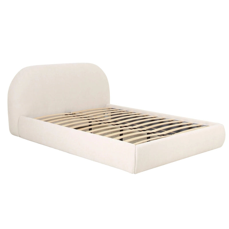 Cream Textured Velvet King Bed