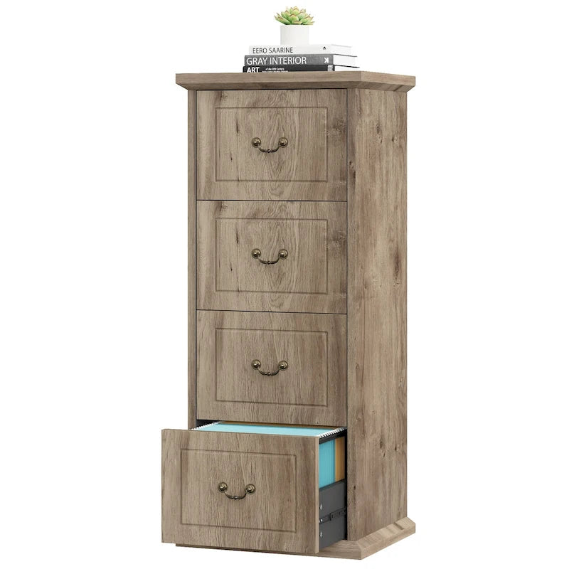 4-Drawer Vertical File Cabinet with Adjustable Hanging Rod for A4 and Letter Size