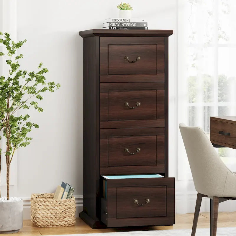 4-Drawer Vertical File Cabinet with Adjustable Hanging Rod for A4 and Letter Size